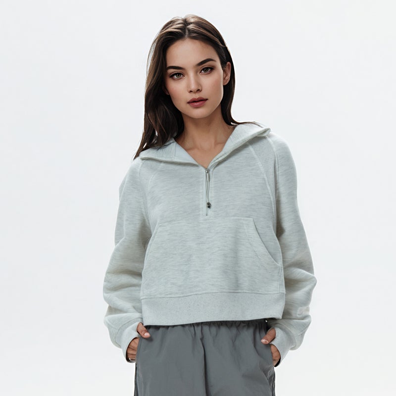 Generic 2024 Womens Fleece Hoodie Zip Casual Fashion Warm Sweatshirt Gray