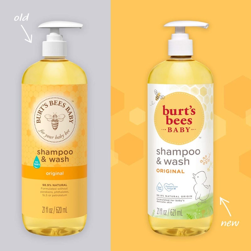 Baby Shampoo and Wash Set, 2-in-1 Natural Origin Plant Based Formula for Sensitive Skin, Original Fresh Scent, Tear-Free, Paraben Free, Pediatrician Tested, 3 Bottles 63 oz (21 oz 3-Pack) - Image 2