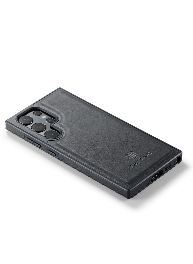 DGMING Case Cover Premium Leather Back with Logo CutOut Shockproof Compatible with Samsung Galaxy S23 Ultra (Black)  - Image 3