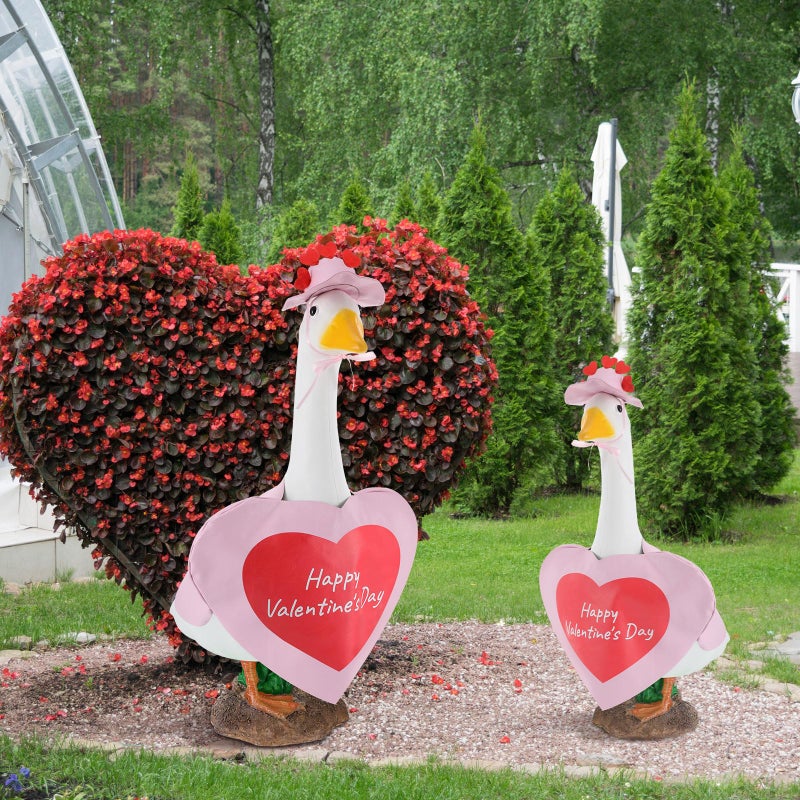Chicingyou 2 Sets 23'' Adult and 17'' Baby Valentine's Day Goose Outfits Heart Porch Goose Clothes Pink Romantic Valentine Clothing for Concrete Cement Costume Outdoor Garden Patio Yard Lawn Art Decor - Image 4