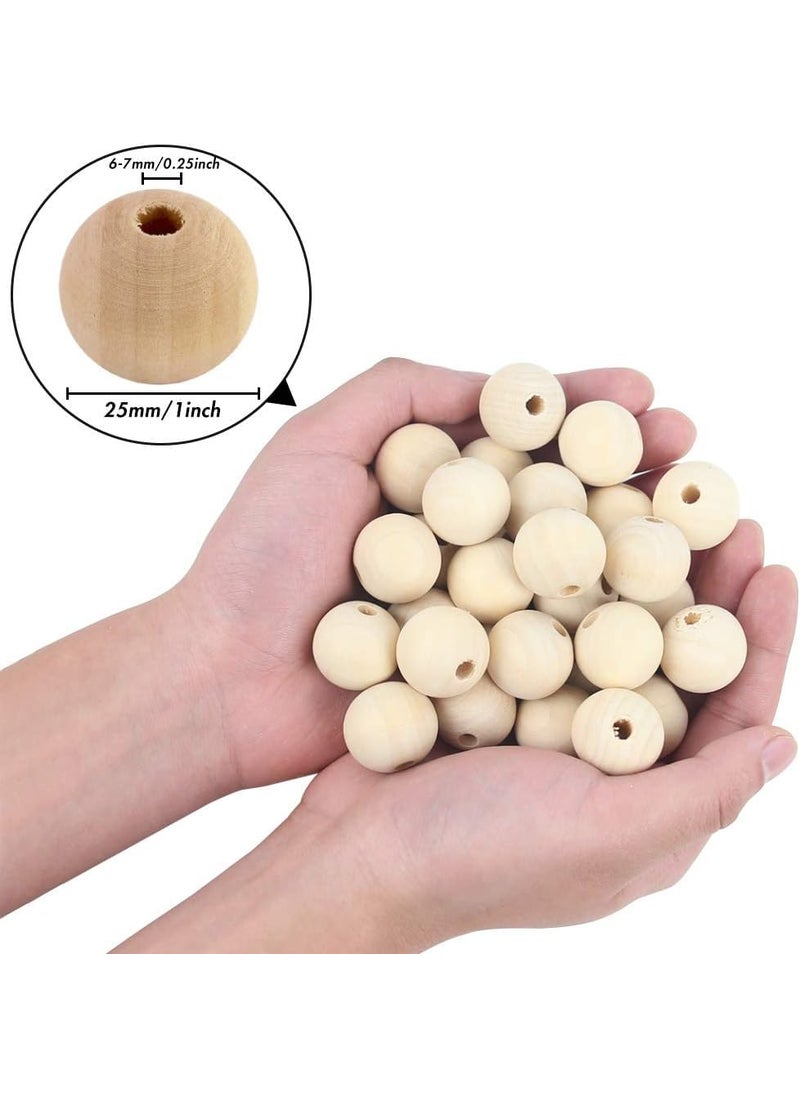 Torex TOREX� Wooden Beads Natural Unfinished Round Wood Loose Beads Wood Spacer Beads for Craft Making Decorations and DIY Crafts (Pack of 50 Piece Size 25mm)  - Image 2