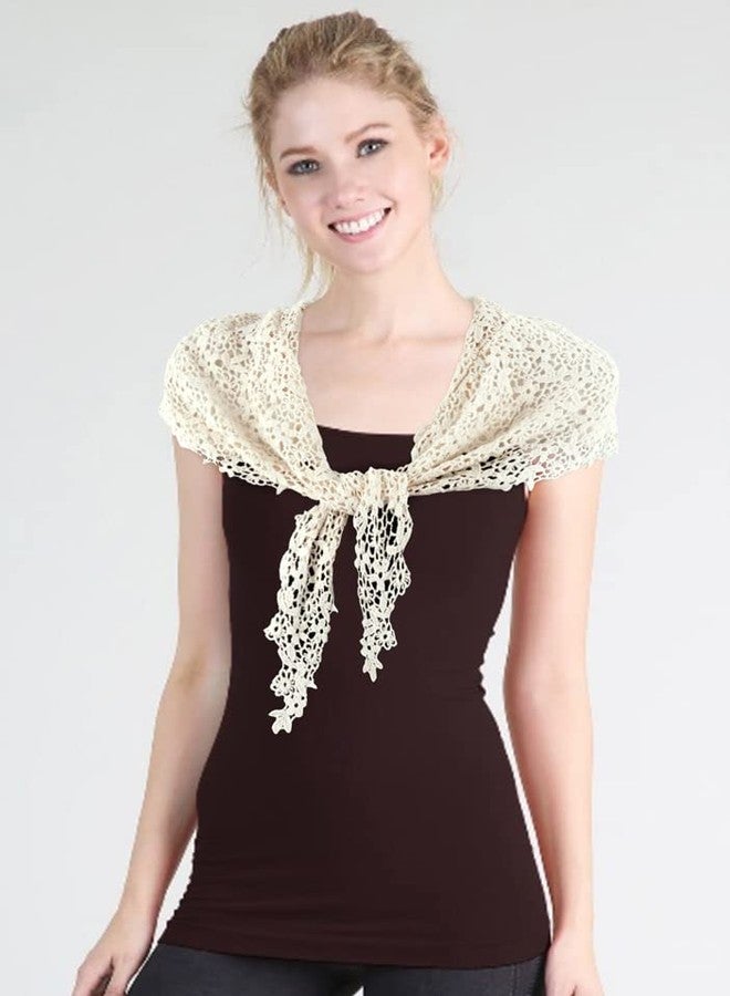 GERINLY Neckerchief For Women Lace Crochet Triangle Headwear Accessory For Hairties (White) - Image 2