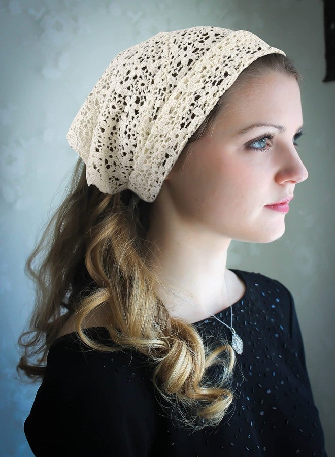 GERINLY Neckerchief For Women Lace Crochet Triangle Headwear Accessory For Hairties (White) - Image 5