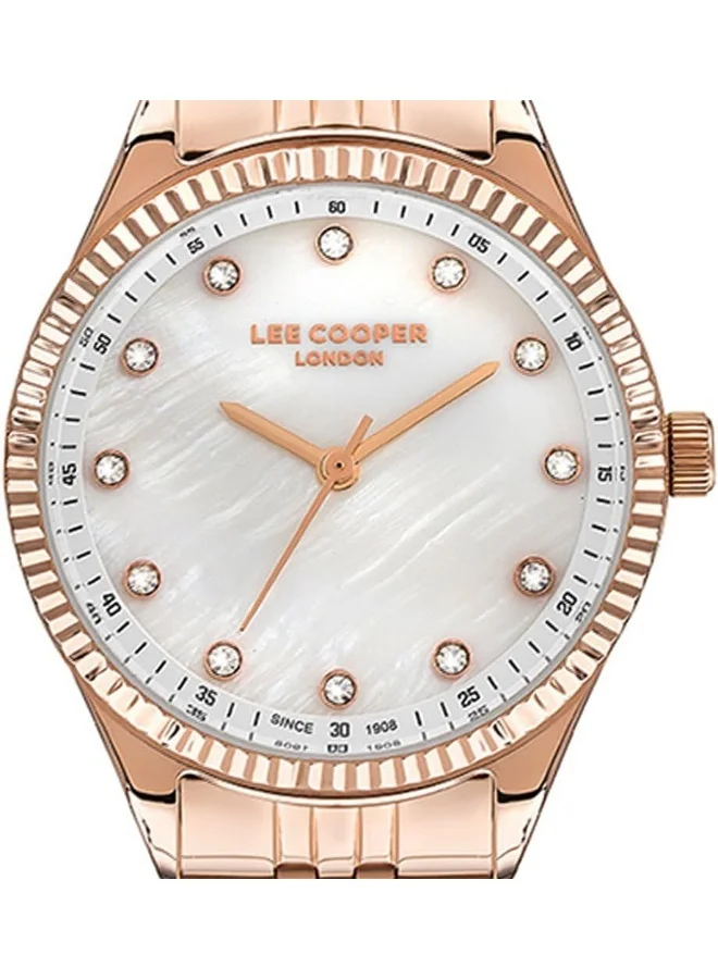 Lee Cooper Women'S 2035 Movement Watch, Analog Display And Metal Strap - Lc07310.420, Rose Gold