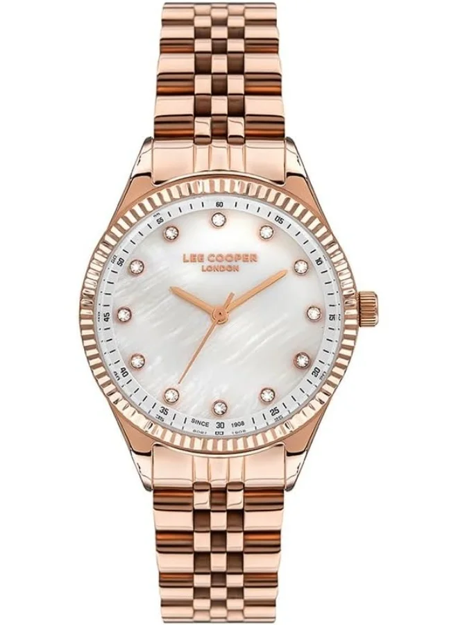 Lee Cooper Women'S 2035 Movement Watch, Analog Display And Metal Strap - Lc07310.420, Rose Gold