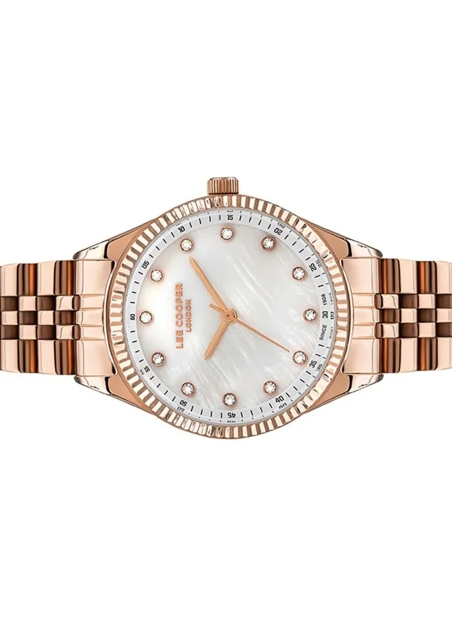 Lee Cooper Women'S 2035 Movement Watch, Analog Display And Metal Strap - Lc07310.420, Rose Gold