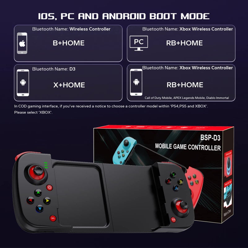 Megadream Mobile Game Controller Gamepad for iPhone iOS Android PC: Works with iPhone 16/15/14/13/12/11, iPad, Samsung Galaxy, TCL, Tablet, Call of Duty, Diablo Immortal - Directly Play (Black) - Image 5