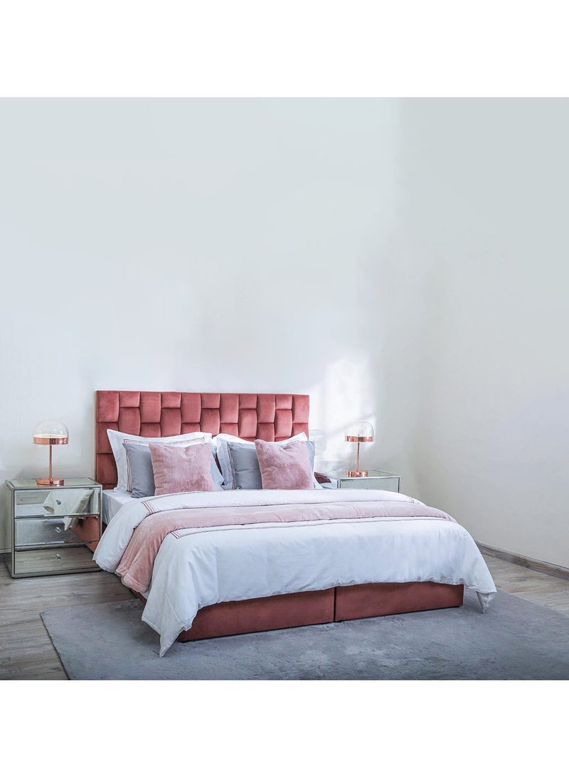Karnak Estorn Upholstered Velvet Bed Frame Bedroom Furniture Super King - 200x200cm Pink - Image 1