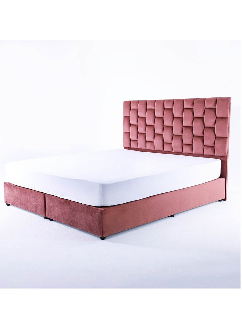 Karnak Estorn Upholstered Velvet Bed Frame Bedroom Furniture Super King - 200x200cm Pink - Image 4