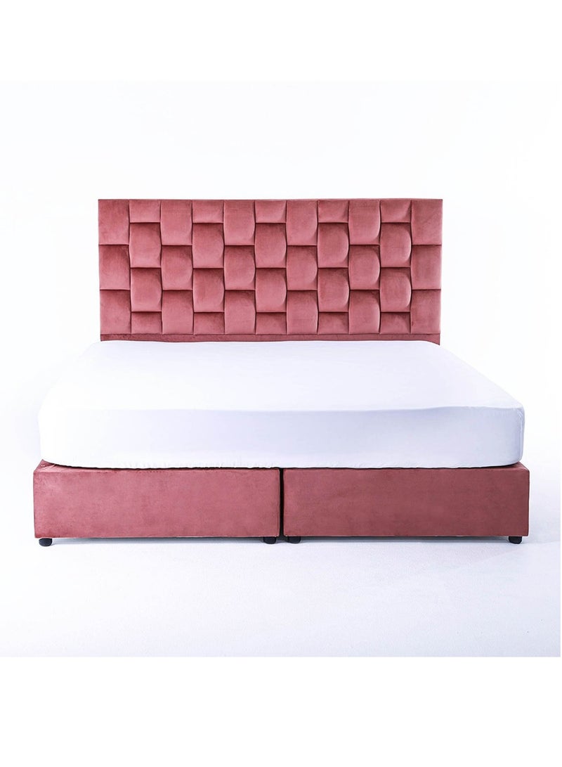 Karnak Estorn Upholstered Velvet Bed Frame Bedroom Furniture Super King - 200x200cm Pink - Image 3