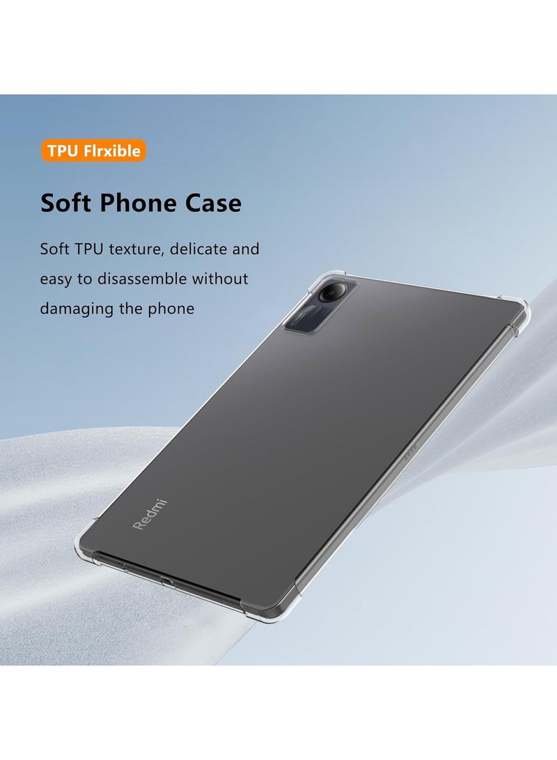 VKL TPU Case for Redmi Pad SE, Shockproof Case Flexible Silicone Case Anti Yellowing Case Transparent Slim-Fit Case Anti-Fingerprint Pad Anti-Scratch Silicone Cover for Redmi Pad SE Tablet Cover, Clear - Image 2