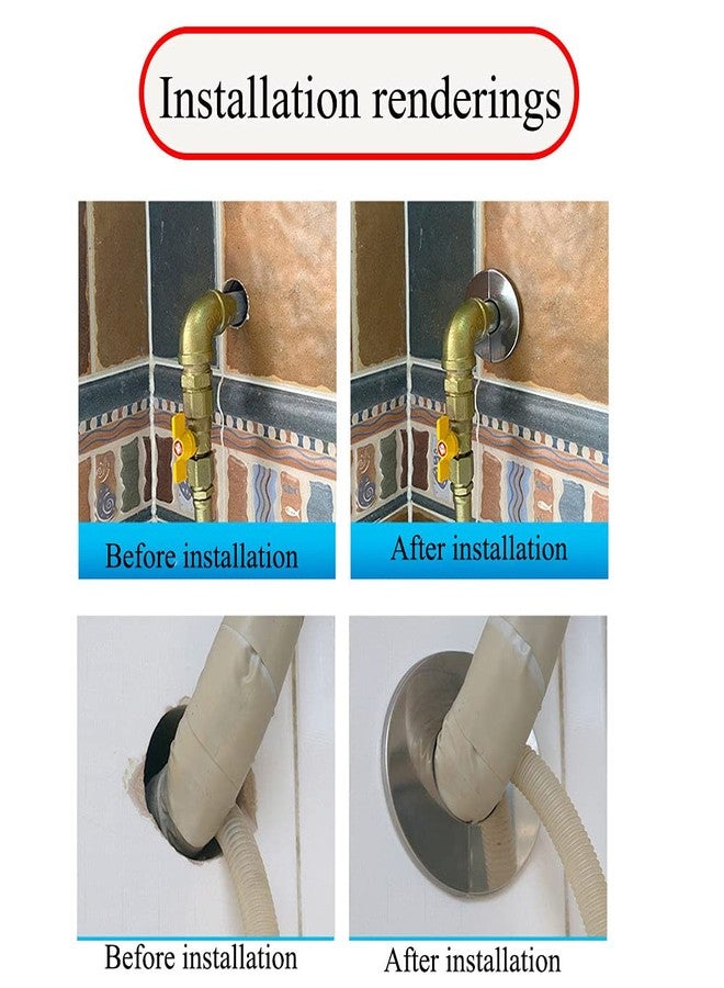 PZRT 2pcs Wall Split Flange, Stainless Steel Round Escutcheon Plate Wall-mounted Water Pipe Cover Accessories for 61mm Diameter Pipe - Image 5