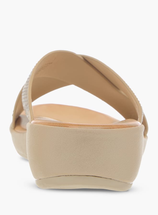 Flora Bella By Shoexpress Womens Embellished Cross Strap Sandals With Slip-On Closure  - Image 5