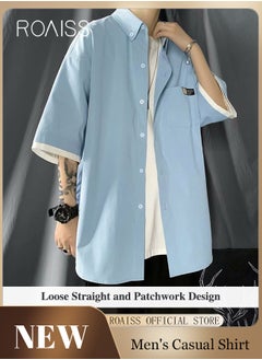 roaiss Men's Letter Graphic Short Sleeve Buttoned Shirt  - Image 2