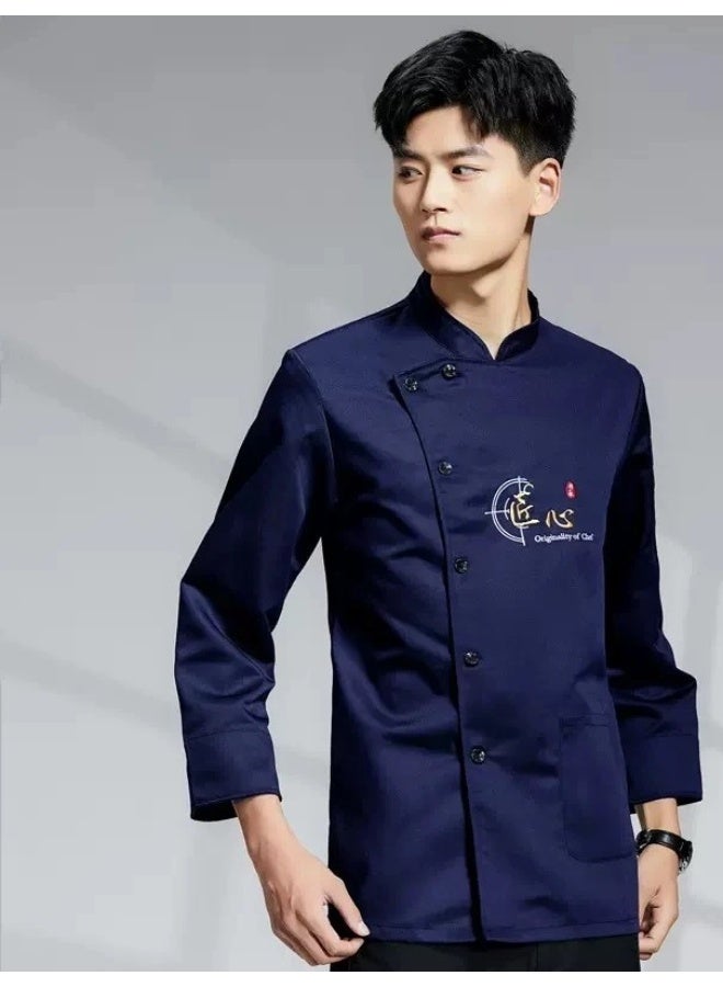 NIBEMINENT Stretch Chef Overalls Men's Summer Thin Breathable Restaurant Hotel Chef Baking Work Wear  - Image 1