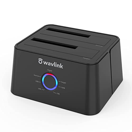 WAVLINK USB 3.0 and USB C to SATA Dual-Bay External Hard Drive Docking Station for 2.5/3.5 Inch HDD/SSD with UASP (6Gbps), Support Offline Clone/Duplicator Function [16TB X2 ]-Black - Image 1