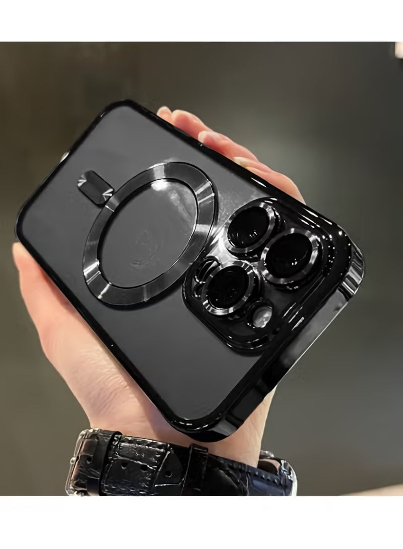 AROAQ Magnetic Case For iphone, Shockproof iPhone Bumper Cover, Plating For Magsafe Wireless Charge Case, Anti-scratch Mobile Protective Cover For iphone 15 Pro, ( Black )