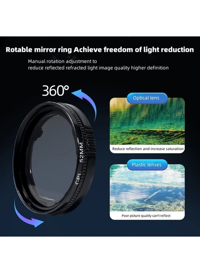 1pc 52mm Magnetic Clip On CPL Polarizing Filter For Mobile Phone Photography - Image 5