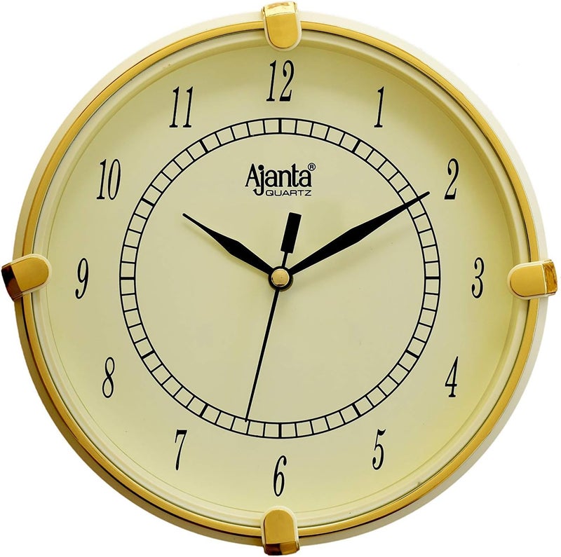 Ajanta Plastic Abstract Round Analog Wall Clock (18.8 Cm X 18.8 Cm X 3.5 Cm, Ivory) - Image 1