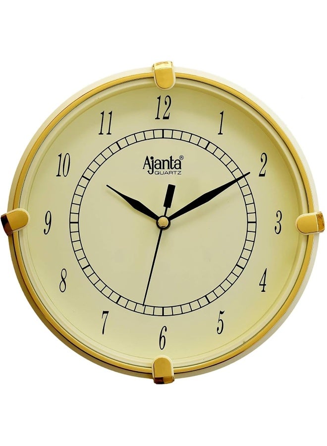 Ajanta Plastic Abstract Round Analog Wall Clock (18.8 Cm X 18.8 Cm X 3.5 Cm, Ivory) - Image 1