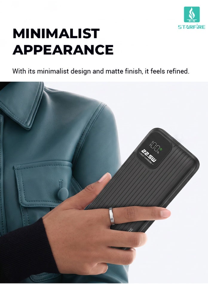 STARFIRE 10000mAh Power Bank with Built-in Type-C & Lightning Cables, 22.5W Fast Charging Portable Charger, LED Digital Display, USB-A & PD20W Type-C Output, Compact Battery Pack for iPhone 17 / 17 Pro / 17 Pro Max / iPhone Air / 16 / 15 / 14 / 13 / 12 Series, Samsung Galaxy S25 / S24 / S23 / S22, iPad, Xiaomi, OnePlus, Huawei - Image 3