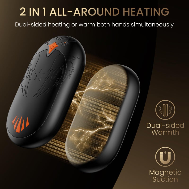 VTHW Magnetic Hand Warmers Rechargeable 2 Pack, Electric Hand Warmers with 24Hrs Long Heating, 2 in 1 Portable Handwarmers Cordless USB Pocket Hands Heater Outdoor Warm Gift for Hunting, Golf, Camping, Ski - Image 2
