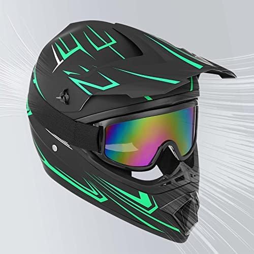 Yesmotor خوذة موتوكروس للأطفال من Yesmotor مع مجموعة كاملة من القفازات والنظارات والكمامة - معتمدة من DOT - Image 2