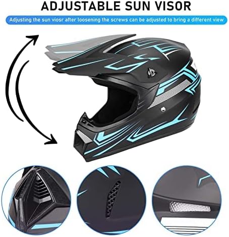 Yesmotor خوذة موتوكروس للأطفال من Yesmotor مع مجموعة كاملة من القفازات والنظارات والكمامة - معتمدة من DOT - Image 4