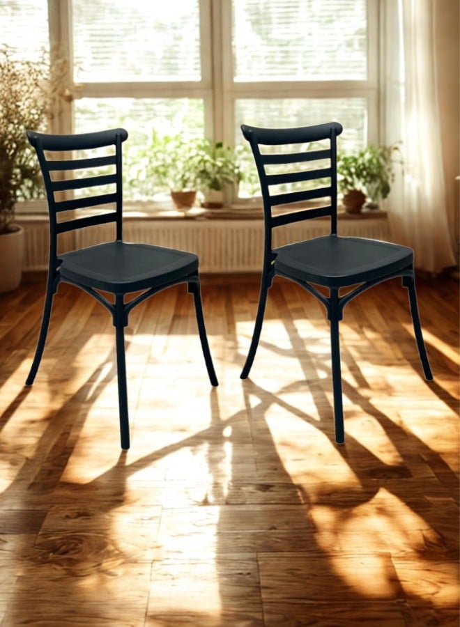 SMART HOME Set of 2 Fiber Chairs with Modern Design and Sturdy Legs - 45x45x80 cm | Durable Seat for Offices, Dining Rooms, Coffee Shops, Gardens, and Outdoor Lounges  - Image 1