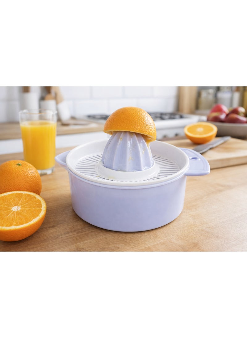 عصارة برتقال وليمون وفواكه حمضية يدوية بلاستيك مع وعاء ومصفاة بفتحة صب ومقبض - موف (لافندر) - Image 2
