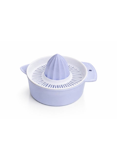 Manual Plastic Citrus Juicer and Lemon Squeezer with Bowl, Strainer, and Pouring Spout - Light Purple (Lavender)
