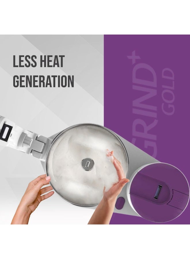 Ultra Grind+ Gold 2 Litre Table Top Wet Grinder - White | Fast Grinding Conical Stones, 150W Motor with 5 Years Warranty | AISI 304 Food-Grade SS Multi Utility Cylindrical Drum, Light Weight - Image 4