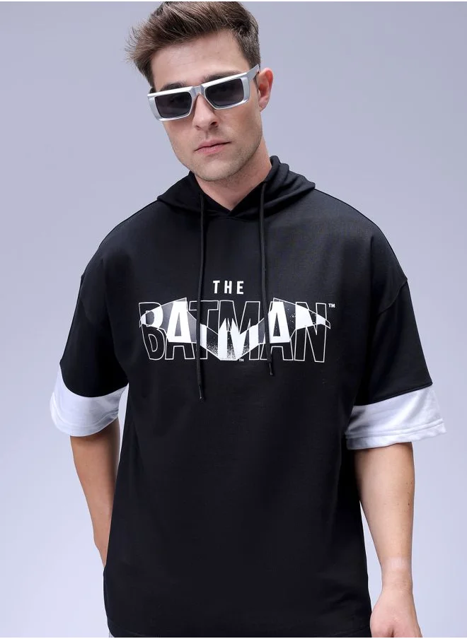 شركة المرآب الهندية Men Oversized Batman Overhead Hooded Sweatshirt