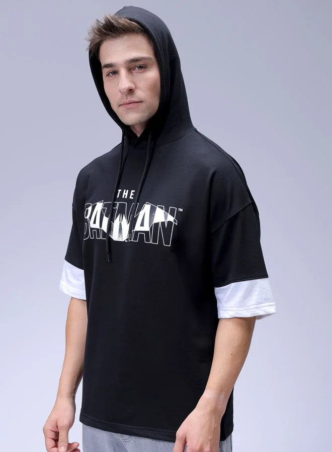 The Indian Garage Co Men Oversized Batman Overhead Hooded Sweatshirt