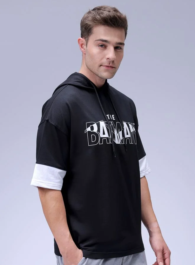 The Indian Garage Co Men Oversized Batman Overhead Hooded Sweatshirt