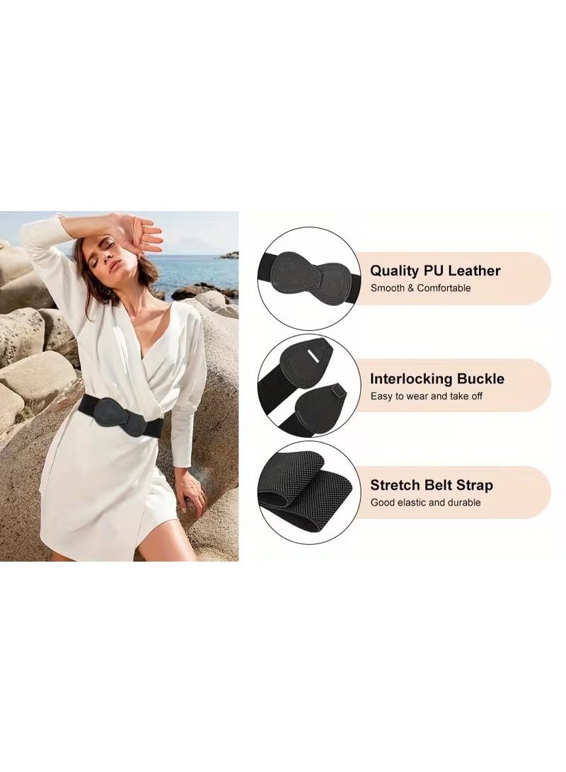 Goolsky Women'S Stretchy Waistband Dress with 8-Shaped Bow - Elastic Wide Belt, Solid Color, Casual Style, Perfect for Weekend Outings, Casual Attire, Casual Wear, Casual Fashion Lovers, Women'S Clothing, Women'S Accessory, Women'S Fashion, Women'S Dress(L) - Image 2