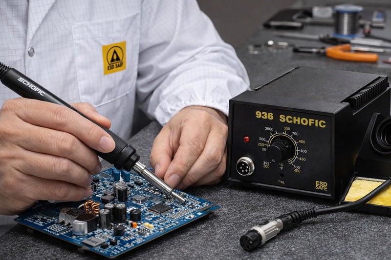SCHOFIC 936 Rework Soldering Station Set with Soldering Iron Handle, Iron Holder, High Temperature Resistant Sponge, Manual, and Power Plug - Image 2
