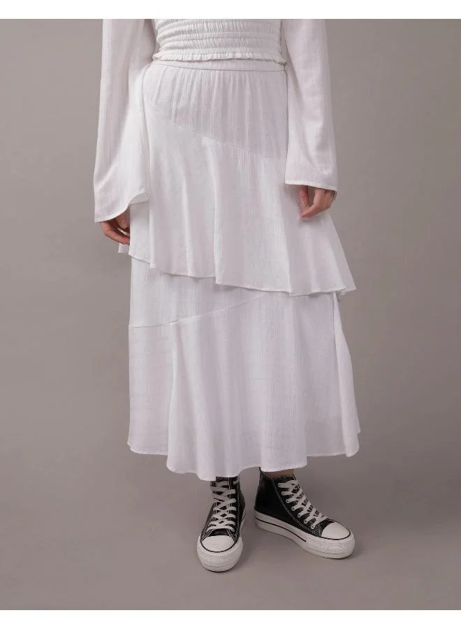 American Eagle High Waist Tiered Midi Skirt