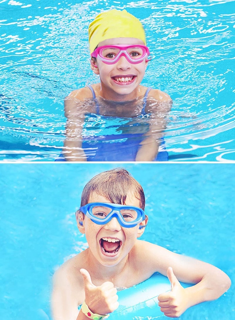 Y&D Kids Swim Goggles Upgraded Design Wide View Anit-Fog with Ea Plug No Leak Water Pool Goggle Anti-Fog Waterproof for 3-12 2PCS - Image 5