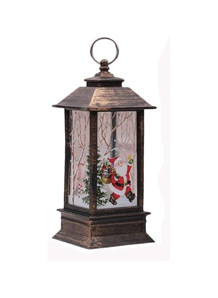 فانوس عيد الميلاد سانتا كلوز ديكور مع شموع ليد-برونز 13 * 5.5 سم - Image 1