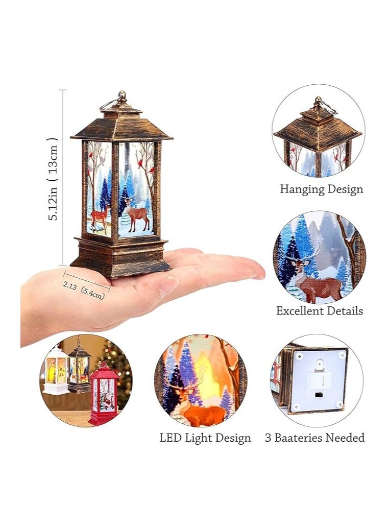 فانوس عيد الميلاد سانتا كلوز ديكور مع شموع ليد-برونز 13 * 5.5 سم - Image 2