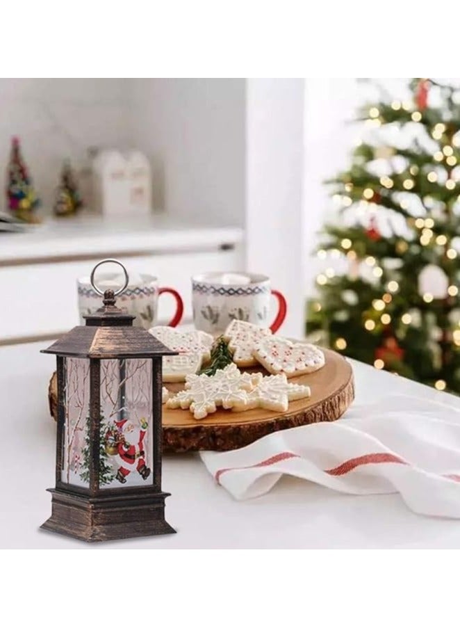 فانوس عيد الميلاد سانتا كلوز ديكور مع شموع ليد-برونز 13 * 5.5 سم - Image 4