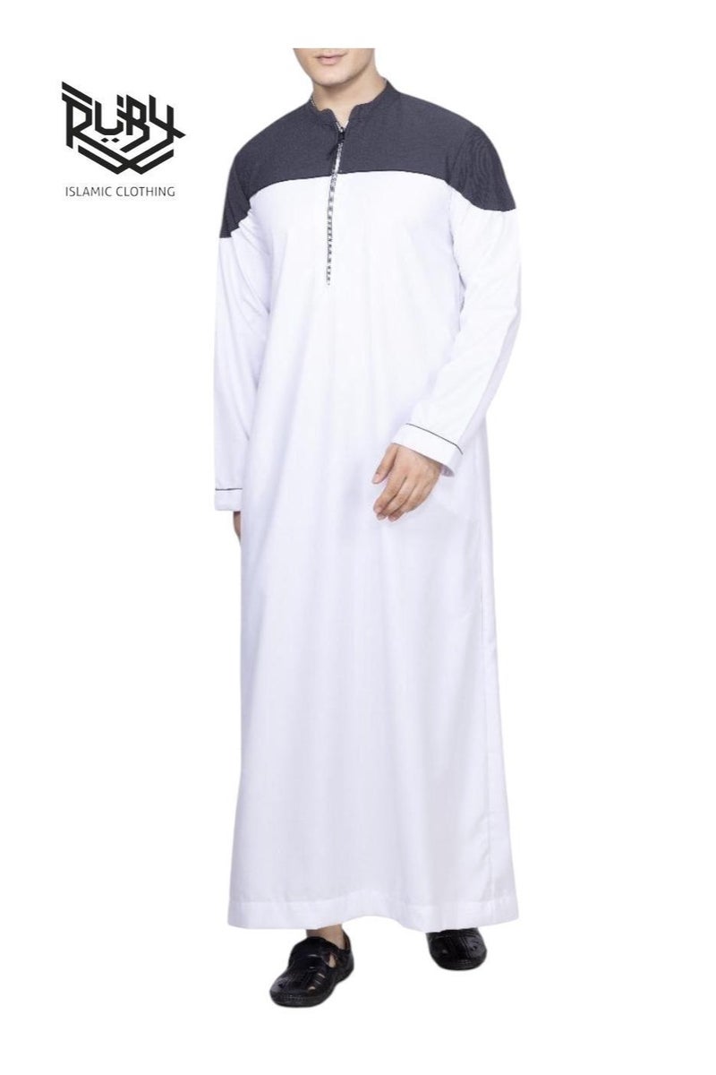 روبي للملابس الإسلامية ثوب عربي سعودي مصمم للرجال، جبة دشداشة، رداء بأكمام طويلة، فستان عباية، فستان رمضان، ملابس الشرق الأوسط - Image 1