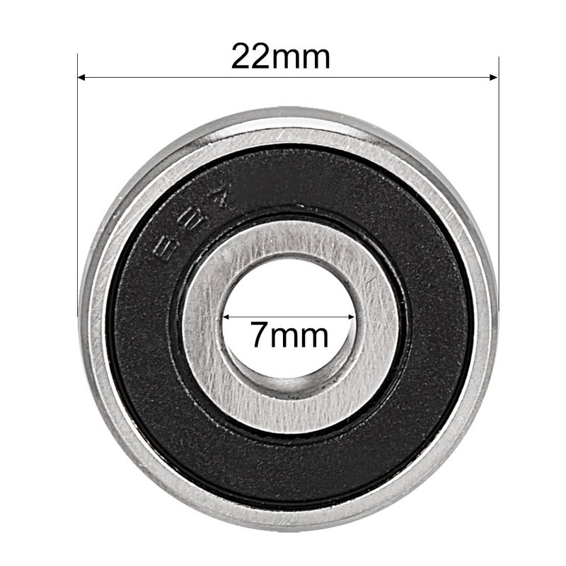 uxcell 627-2RS Deep Groove Ball Bearing Double Sealed 180027, 7mm x 22mm x 7mm Chrome Steel Bearings (Pack of 4) - Image 4