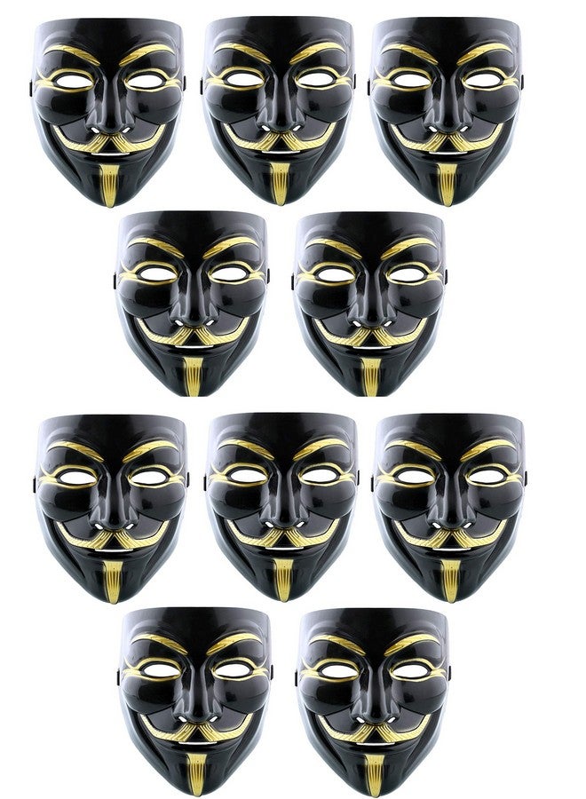 هونج كونج بالونز قناع وجه كوميدي لشخصية جاي فوكس المجهولة من بالونات هونج كونج، أبيض (عبوة من 10 قطع، أسود) - Image 1