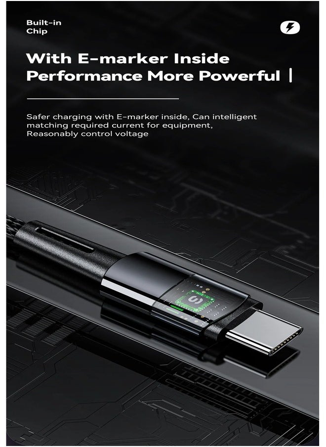 ESSAGER High quality braided cable C To C ,1 meter long, supports fast charging up to 240 watts, Black  - Image 5