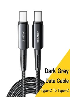ESSAGER High quality braided cable C To C ,1 meter long, supports fast charging up to 240 watts, Black  - Image 2