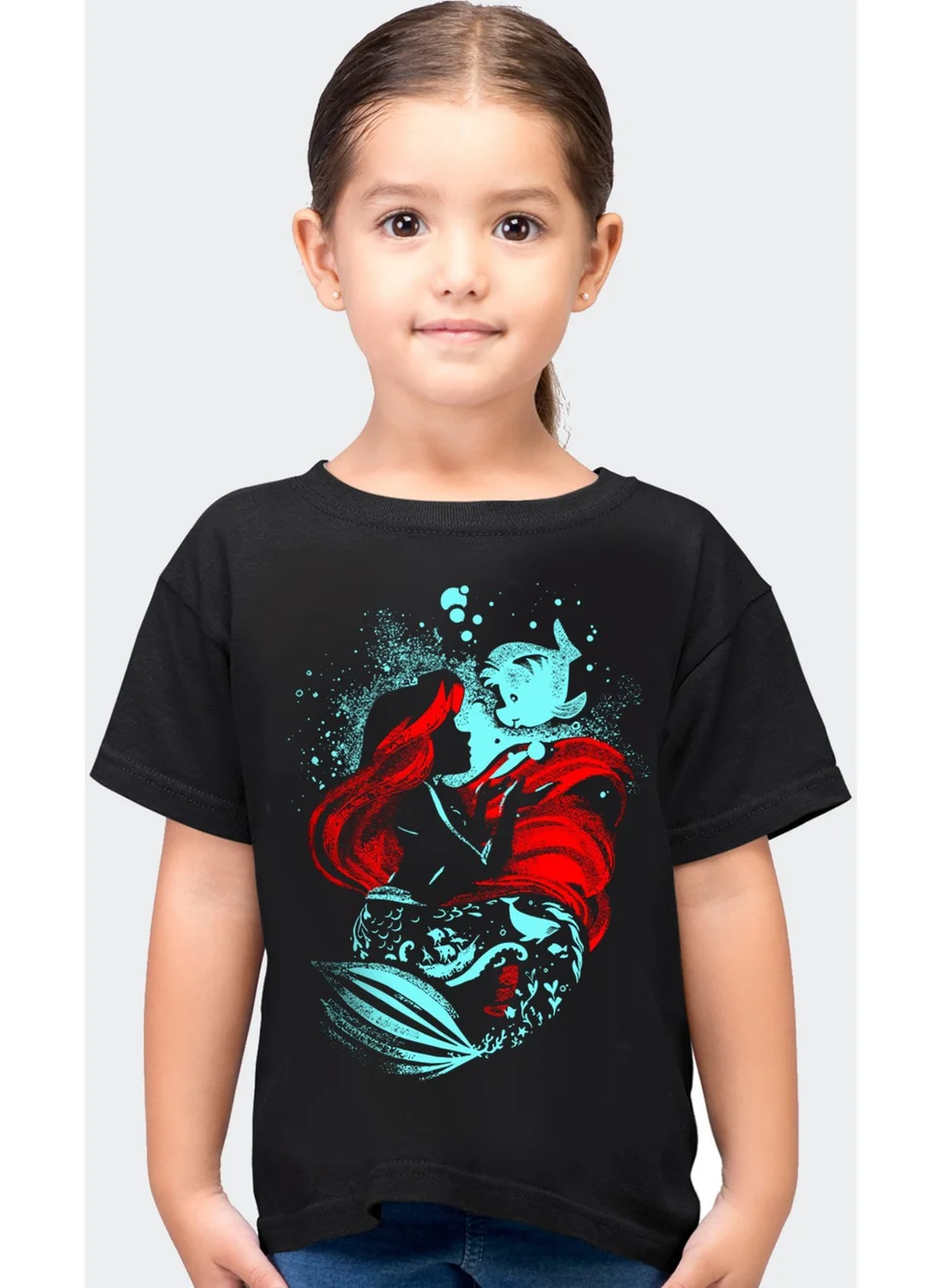 Rock&Roll Mermaid Black Short Sleeve Girls Boys T-Shirt