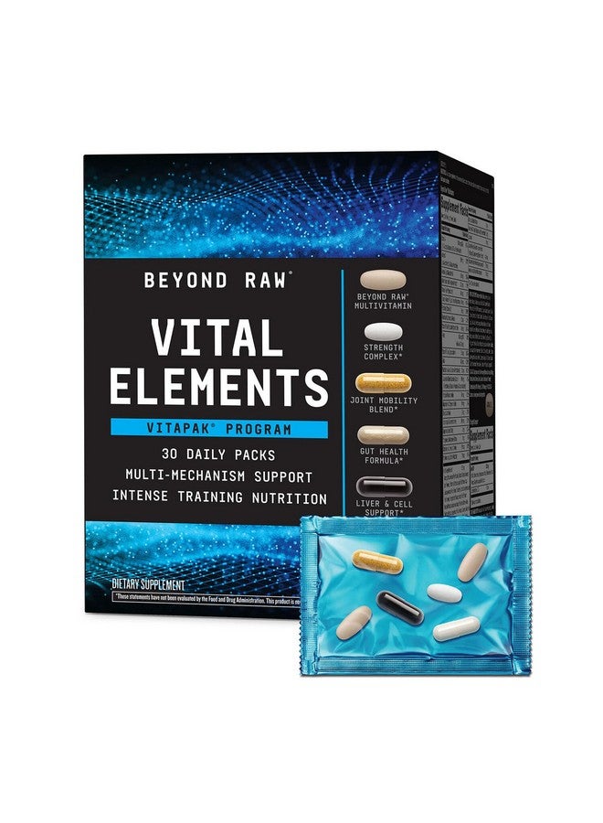 BEYOND RAW Vital Elements Vitapak Program, Nutrition Vitamin Packs for Men and Women, Gut Health Formula, Strength, NAC, Joint Mobility, 30 Packets - Image 1