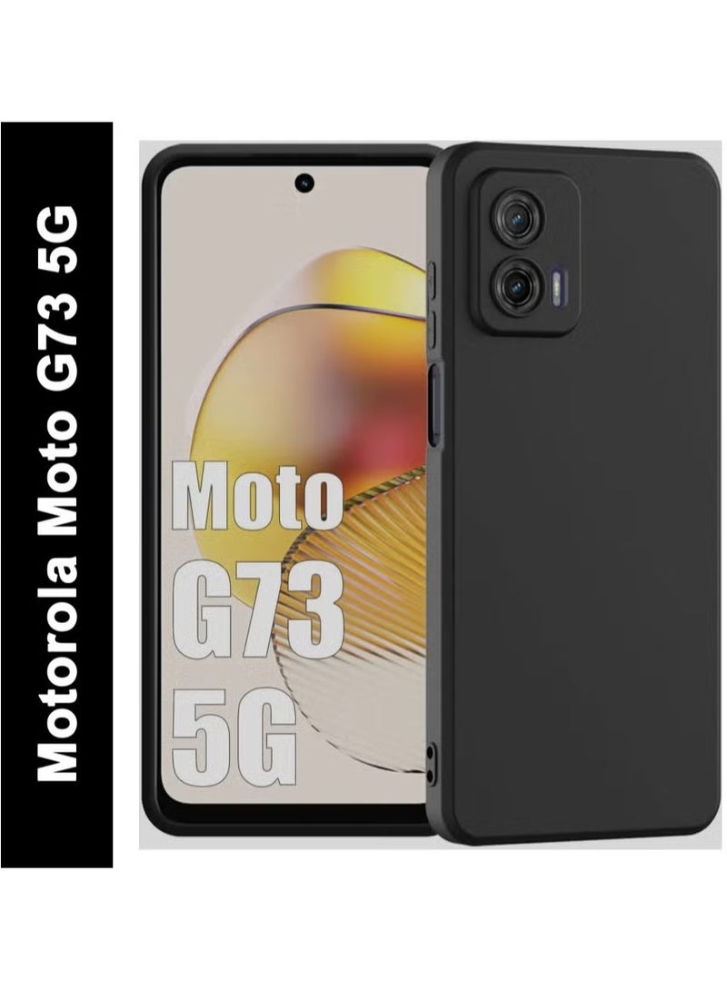 بروماس غطاء حماية لهاتف Motorola G73 من السيليكون الناعم مصنوع من مادة TPU باللون الأسود غير اللامع من المطاط الواقي ذو التصميم النحيف للحماية من السقوط مصمم لهاتف Moto G73 باللون الأسود - Image 1